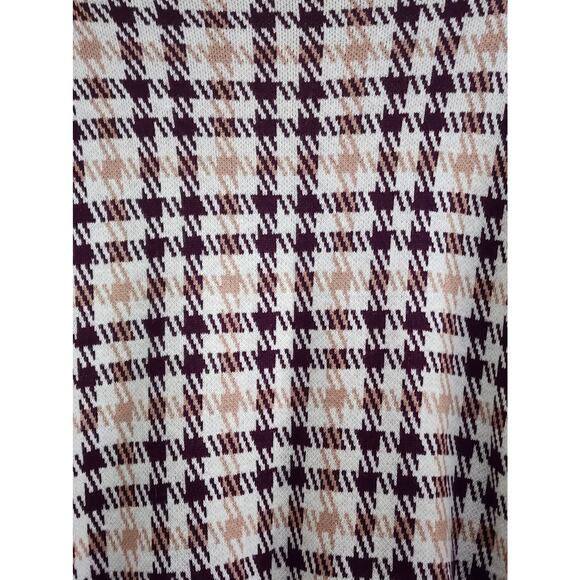 Top/Knit Sweater-Anne Klein-Houndstooth-Burgundy/Brown-Mock Turtleneck-Size LG-P - Picture 3 of 12